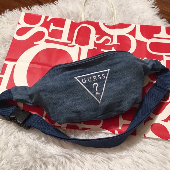 guess denim fanny pack